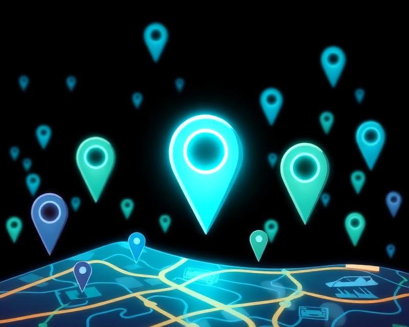 Local SEO map visualization with location pins